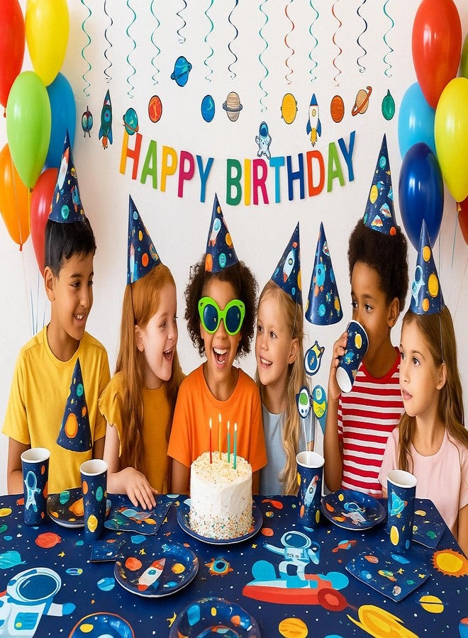 أوجامي مجموعة كاملة لحفلات الفضاء الخارجي تكفي 30 شخصًا: أطباق عشاء 9 بوصات، أطباق 7 بوصات، 30 كوبًا، غطاءان للطاولة، 30 منديلًا، 30 منديلًا للمشروبات، لافتة عيد ميلاد "انطلاق"، 14 قطعة زينة حلزونية، 12 دعامة للتصوير. - Image 3